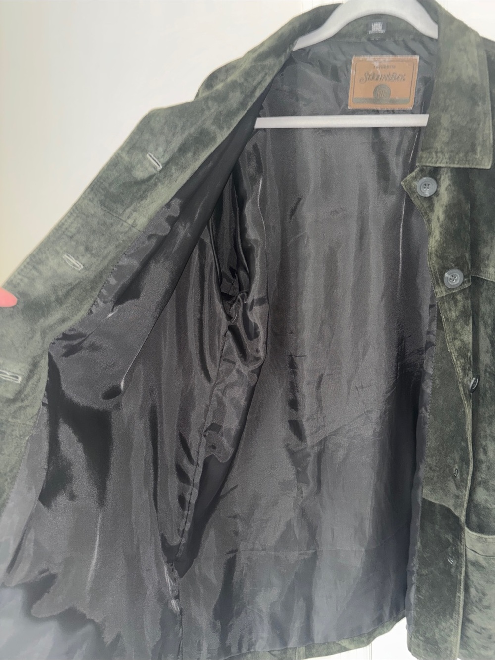 St. John's Bay Olive Green Suede Button Jacket - Picture 4 of 5